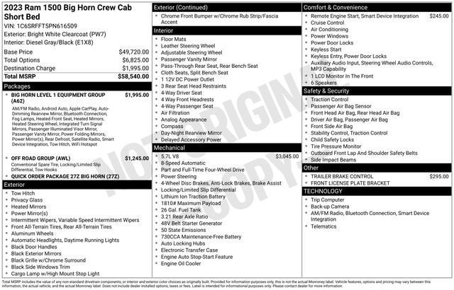 2023 RAM 1500 Big Horn Crew Cab 4x4 5'7" Box
