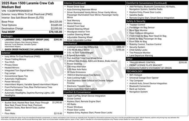 2025 RAM 1500 Laramie Crew Cab 4x4 6'4" Box