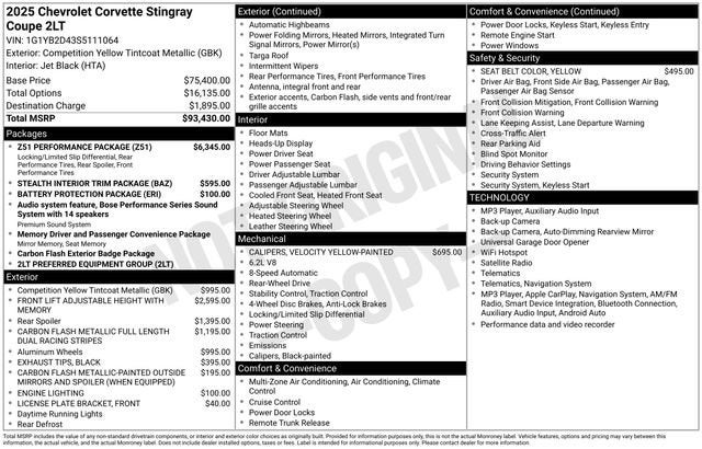 2025 Chevrolet Corvette Stingray 2LT