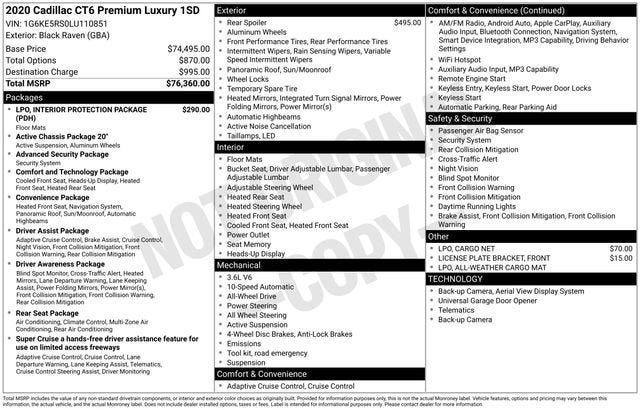 2020 Cadillac CT6 3.6L Premium Luxury