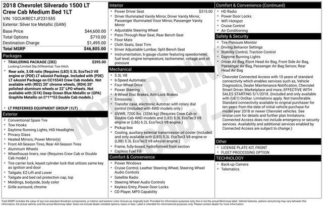 2018 Chevrolet Silverado 1500 LT