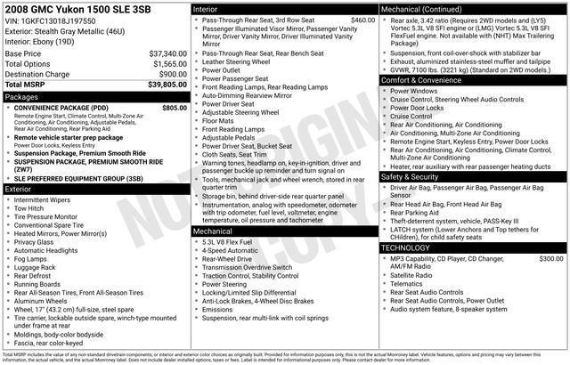2008 GMC Yukon SLE w/3SB