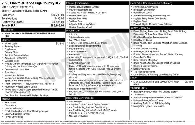 2025 Chevrolet Tahoe High Country