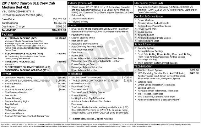 2017 GMC Canyon 4WD SLE