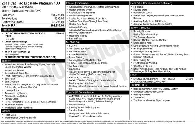 2018 Cadillac Escalade Platinum