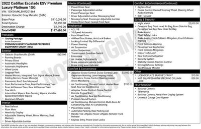 2022 Cadillac Escalade ESV Premium Luxury Platinum