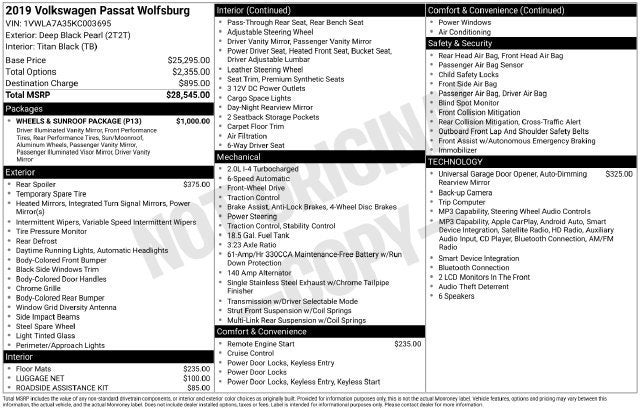 2019 Volkswagen Passat 2.0T Wolfsburg Edition