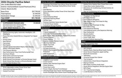 2026 Chrysler Pacifica Select AWD