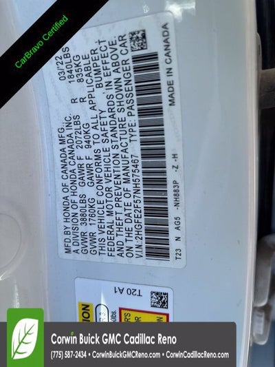 2022 Honda Civic Sedan Sport