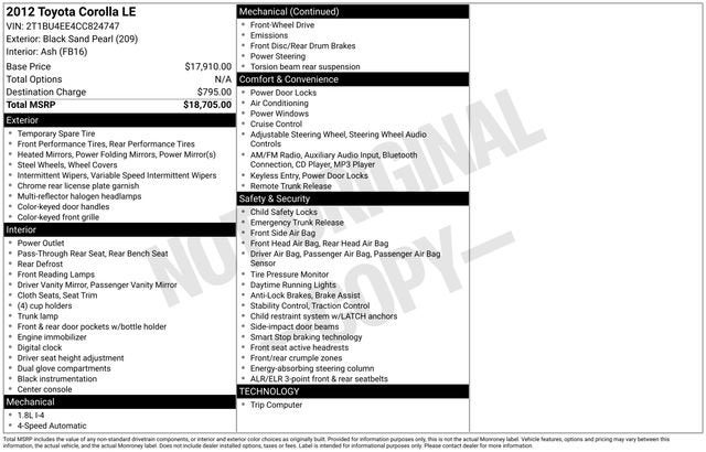 2012 Toyota Corolla LE