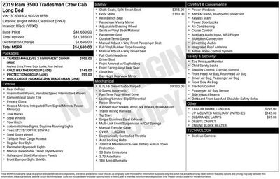 2019 RAM 3500 Tradesman Crew Cab 4x4 8' Box