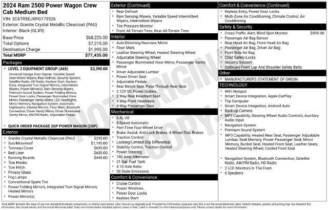 2024 RAM 2500 Power Wagon Crew Cab 4x4 6'4" Box