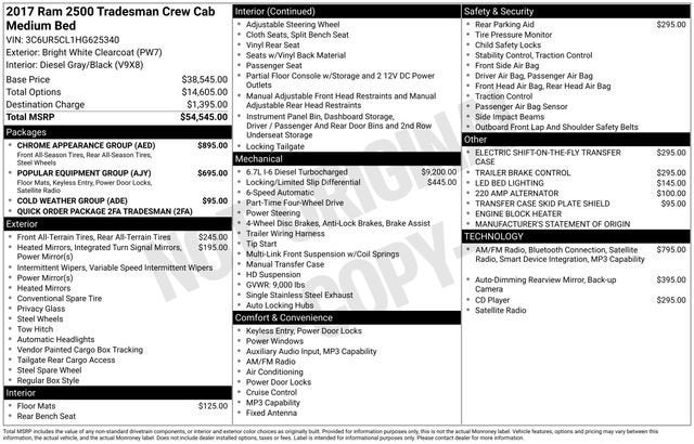 2017 RAM 2500 Tradesman Crew Cab 4x4 6'4" Box