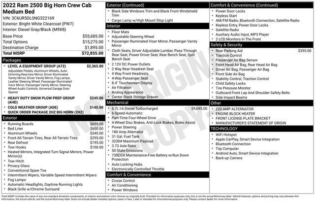 2022 RAM 2500 Big Horn Crew Cab 4x4 6'4" Box