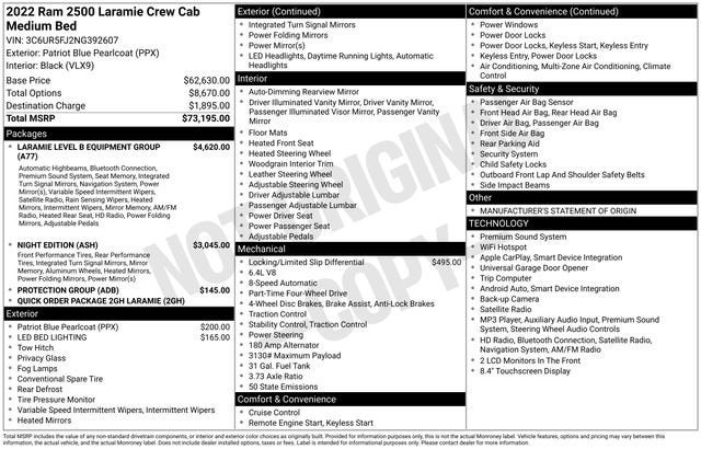 2022 RAM 2500 Laramie Crew Cab 4x4 6'4" Box
