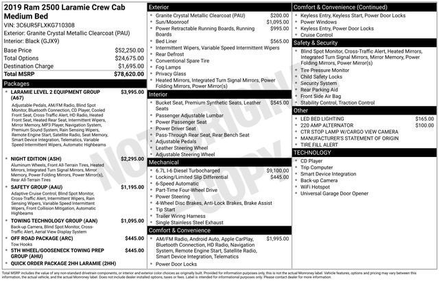 2019 RAM 2500 Laramie Crew Cab 4x4 6'4" Box