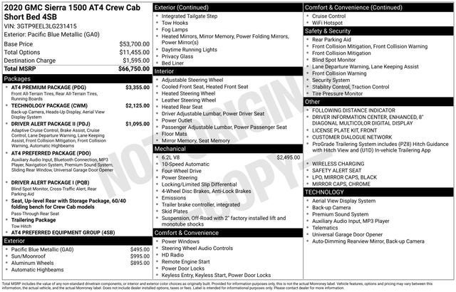 2020 GMC Sierra 1500 AT4