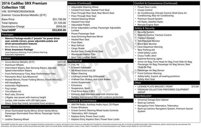 2016 Cadillac SRX Premium Collection