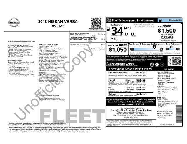 2018 Nissan Versa Sedan SV