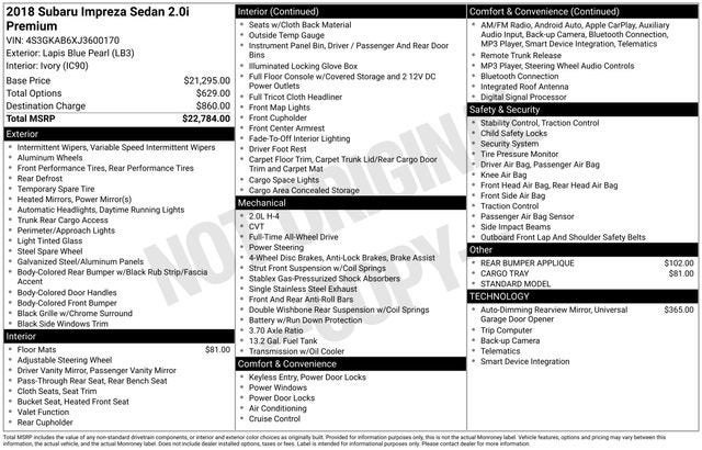 2018 Subaru Impreza 2.0i Premium