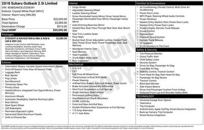 2018 Subaru Outback 2.5i Limited
