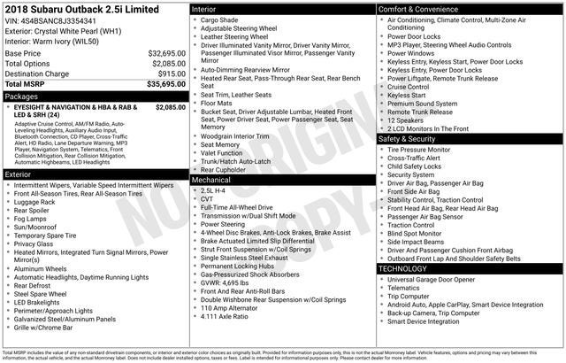 2018 Subaru Outback 2.5i Limited