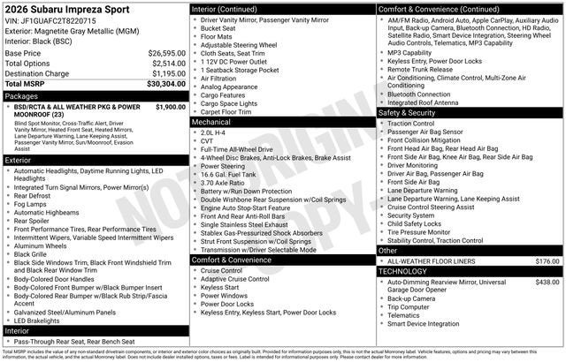 2026 Subaru Impreza Sport
