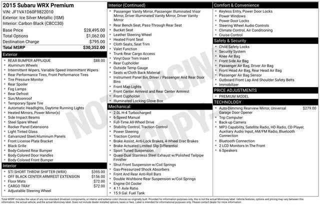 2015 Subaru WRX Premium