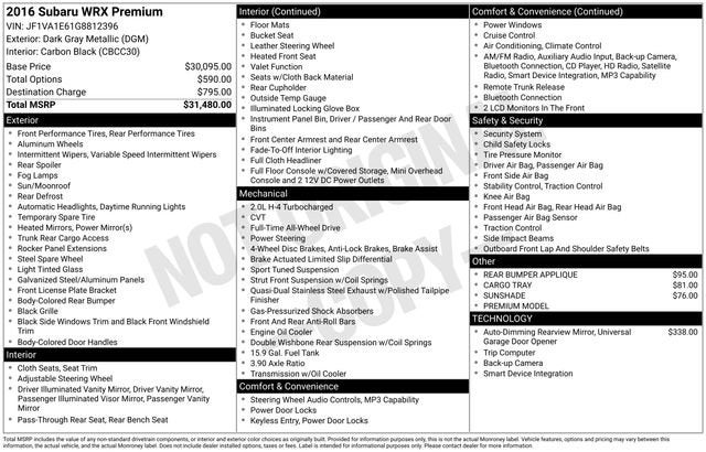 2016 Subaru WRX Premium