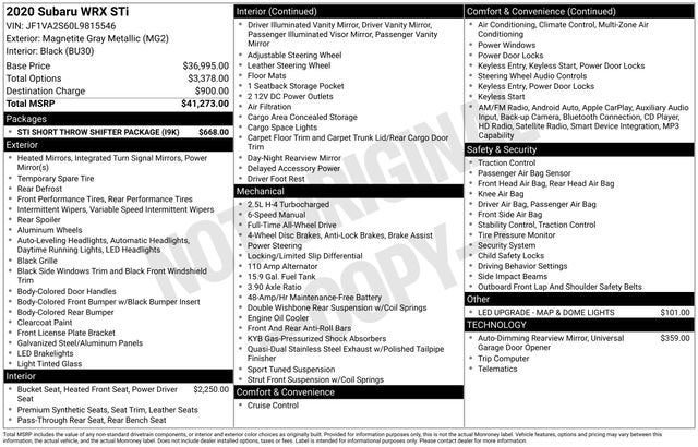 2020 Subaru WRX STI STI