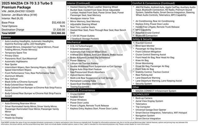 2025 Mazda Mazda CX-70 3.3 Turbo S Premium