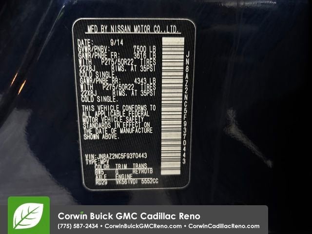 2015 INFINITI QX80 NA