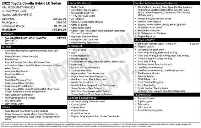 2022 Toyota Corolla Hybrid LE