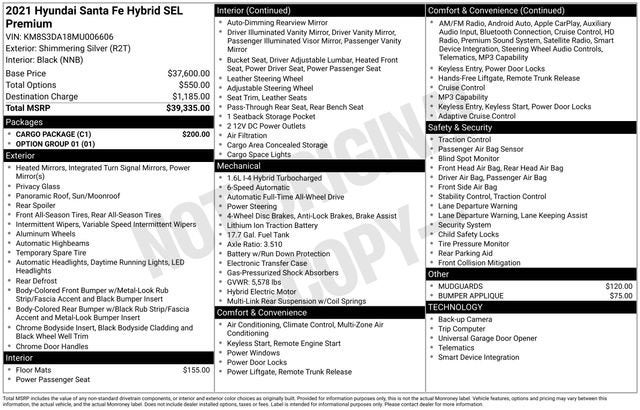 2021 Hyundai Santa Fe Hybrid SEL Premium