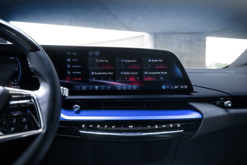 The 2026 OPTIQ-V Display Screen Displaying the V-Mode Settings | Corwin Cadillac Reno in Reno NV