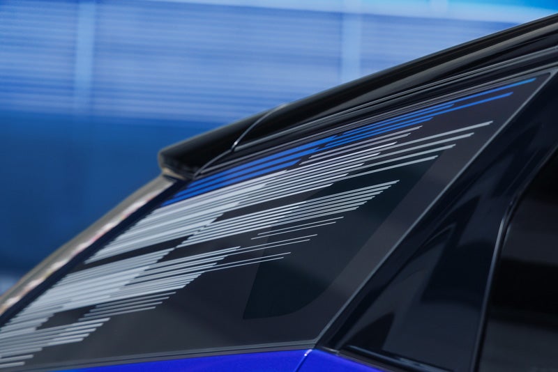 Close-up of the Modern Pattern on the 2026 OPTIQ-V Rear Quarter Glass | Corwin Cadillac Reno in Reno NV